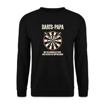 Dartspieler Vater Vatertag Dartboard Rot Grün - Unisex Pullover - Schwarz - Vorne - Alina (178cm) & Michal (187cm)