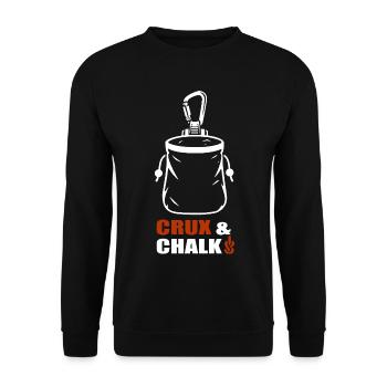 Crux & Chalk – Klettern - Unisex Pullover - Schwarz - Vorne - Alina (178cm) & Michal (187cm)
