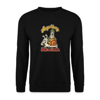 Augschburg Bloß ned hudla - Unisex Pullover - Schwarz - Vorne - Alina (178cm) & Michal (187cm)