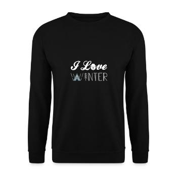 J’aime l’hiver, la neige, le froid et le bonhomme de neige - Sweat-shirt Unisexe - noir - Devant - Alina (178cm) & Michal (187cm)