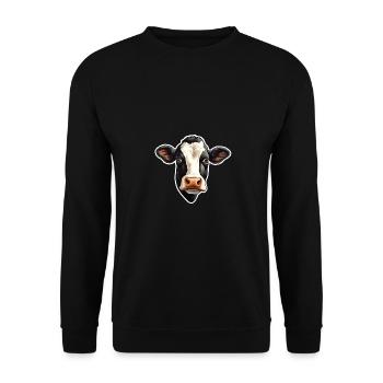 Kuhkopf, schwarz-weiß geflecktes Holstein-Rind - Unisex Pullover - Schwarz - Vorne - Alina (178cm) & Michal (187cm)