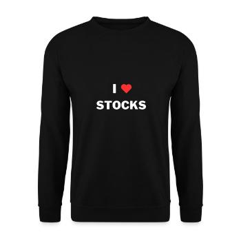 I love stocks - Börsen Design - Unisex Pullover - Schwarz - Vorne - Alina (178cm) & Michal (187cm)