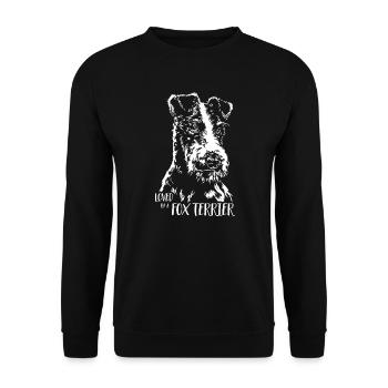 Aimé par un chien Fox Terrier disant Wilsigns - Sweat-shirt Unisexe - noir - Devant - Alina (178cm) & Michal (187cm)
