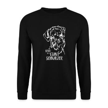 Loved by a Giant Schnauzer Hundespruch Wilsigns - Unisex Pullover - Schwarz - Vorne - Alina (178cm) & Michal (187cm)
