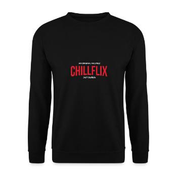 Chilln Spruch an Original Faulpelz - Unisex Pullover - Schwarz - Vorne - Alina (178cm) & Michal (187cm)