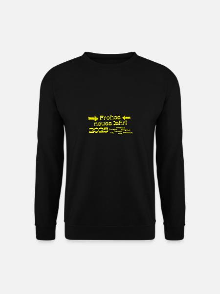Frohes neues Jahr 2025 Segenswünsche gelber Text - Unisex Pullover - Schwarz