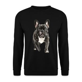 Französische Bulldogge - Unisex Pullover - Schwarz - Vorne - Alina (178cm) & Michal (187cm)