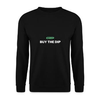 Buy The Dip - Börsen Design - Unisex Pullover - Schwarz - Vorne - Alina (178cm) & Michal (187cm)
