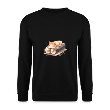 Chat à sushi - Sweat-shirt Unisexe - noir - Devant - Alina (178cm) & Michal (187cm)
