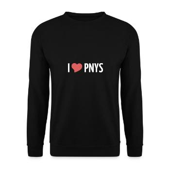 I 🎔 PNYS - Unisex Pullover - Schwarz - Vorne - Alina (178cm) & Michal (187cm)