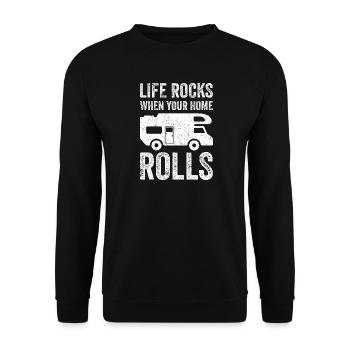 MOTORHOME Camping Shirt Camper Gift Vintage - Unisex Sweatshirt - black - Front - Alina (178cm) & Michal (187cm)