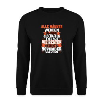 Die besten Männer werden im NOVEMBER geboren - Unisex Pullover - Schwarz - Vorne - Alina (178cm) & Michal (187cm)