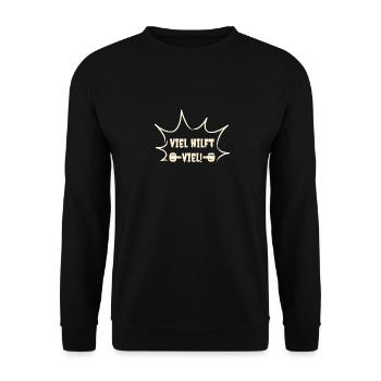 Fitness Motivation Viel Hilft Viel - Unisex Pullover - Schwarz - Vorne - Alina (178cm) & Michal (187cm)