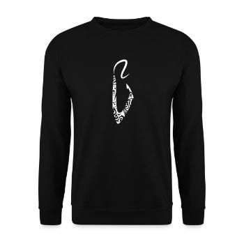 Maori Fish Hook Hei Matau - Gift Idea - Unisex Sweatshirt - black - Front - Alina (178cm) & Michal (187cm)