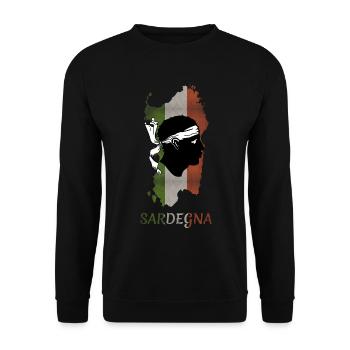 Sardinien Flagge Sardische Fahne Sardegna Fahne - Unisex Pullover - Schwarz - Vorne - Alina (178cm) & Michal (187cm)