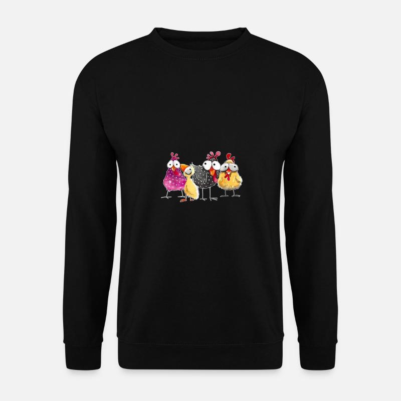 verrückter Hühner Haufen und Kücken - Unisex Pullover - Schwarz