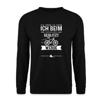 Ich Hasse Es Wenn Ich Beim Fahrr... - Unisex Pullover - Schwarz - Vorne - Alina (178cm) & Michal (187cm)