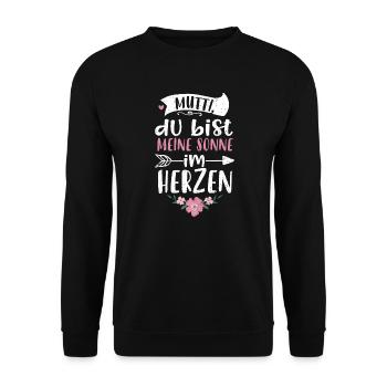 Mutti, du bist meine Sonne im He... - Unisex Pullover - Schwarz - Vorne - Alina (178cm) & Michal (187cm)
