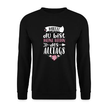 Maman, tu es mon héroïne de la... - Sweat-shirt Unisexe - noir - Devant - Alina (178cm) & Michal (187cm)
