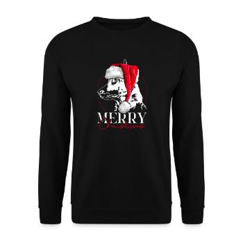 Santa MALINOIS Joyeux Noël Chiens Chiens Wilsigns - Sweat-shirt Unisexe - noir - Devant - Alina (178cm) & Michal (187cm)