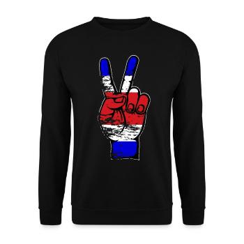 Costa Rica Flag Peace Victory Symbol used - Unisex Sweatshirt - black - Front - Alina (178cm) & Michal (187cm)