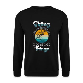 Skiing Pistensau Ski slope - Unisex Sweatshirt - black - Front - Alina (178cm) & Michal (187cm)