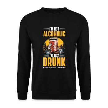 Alkoholiker Feiern Spaß Trinkfreude - Unisex Pullover - Schwarz - Vorne - Alina (178cm) & Michal (187cm)