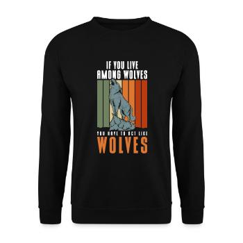 Werwolf Rudel Mystik Raubtier - Unisex Pullover - Schwarz - Vorne - Alina (178cm) & Michal (187cm)