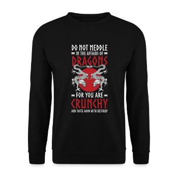 Fantasy Asien Märchen Kreatur - Unisex Pullover - Schwarz - Vorne - Alina (178cm) & Michal (187cm)