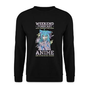 Anime Convention Senpai Otaku - Unisex Pullover - Schwarz - Vorne - Alina (178cm) & Michal (187cm)