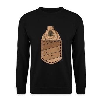 Nagetier Geschenk Niedliches Brusttasche Capybara - Unisex Pullover - Schwarz - Vorne - Alina (178cm) & Michal (187cm)