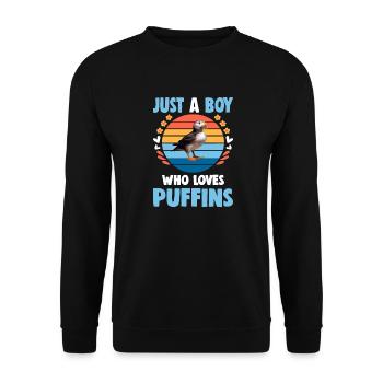Just a Boy who Loves Puffins - Unisex Sweatshirt - black - Front - Alina (178cm) & Michal (187cm)