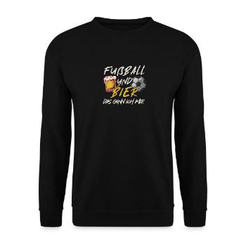 Fußball und Bier | Spruch Geschenkidee Lustig Fan - Unisex Pullover - Schwarz - Vorne - Alina (178cm) & Michal (187cm)