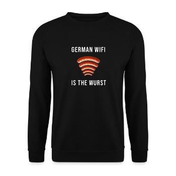 Bratwurst German Wifi Funny Saying Gift Sausage - Unisex Sweatshirt - black - Front - Alina (178cm) & Michal (187cm)