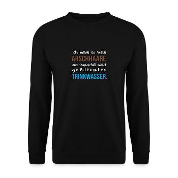 Lustige Geschenke Arsch Spruch Sprüche Witzig Fun - Unisex Pullover - Schwarz - Vorne - Alina (178cm) & Michal (187cm)