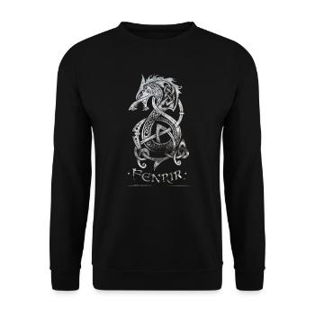 Fenrir Wolf - Oldstyle Walhalla Design - Unisex Pullover - Schwarz - Vorne - Alina (178cm) & Michal (187cm)