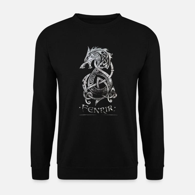 Fenrir Wolf - Oldstyle Walhalla Design - Unisex Pullover - Schwarz