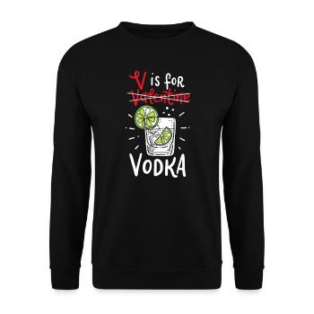 V Ist für Wodka Kleidung Lustiges Valentinstag Geschenk - Unisex Pullover - Schwarz - Vorne - Alina (178cm) & Michal (187cm)