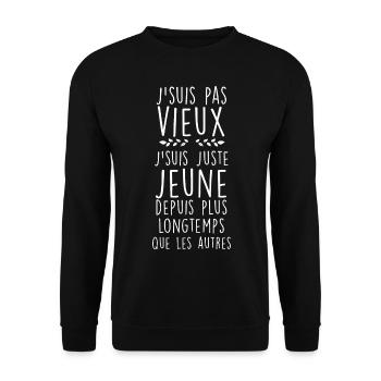 Pas Vieux ! - Sweat-shirt Unisexe - noir - Devant - Alina (178cm) & Michal (187cm)