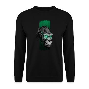 Verdant Vigilance: Green-Eyed Gorilla - Unisex Sweatshirt - black - Front - Alina (178cm) & Michal (187cm)