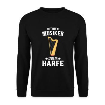 Harfe Harfe spielen Harfenistin Harfenist Spruch - Unisex Pullover - Schwarz - Vorne - Alina (178cm) & Michal (187cm)