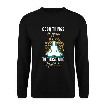 Meditation, Zen Yoga and Pilates - Unisex Sweatshirt - black - Front - Alina (178cm) & Michal (187cm)