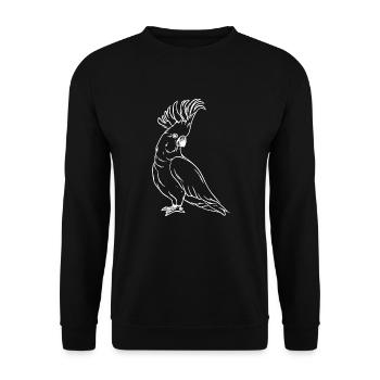 Kakadu Portrait Vogel Zeichnung - Unisex Pullover - Schwarz - Vorne - Alina (178cm) & Michal (187cm)