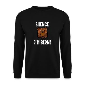 silence j'hiberne - Sweat-shirt Unisexe - noir - Devant - Alina (178cm) & Michal (187cm)