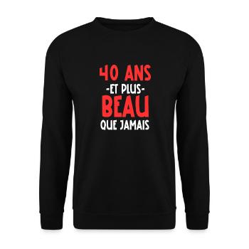40 ans et plus beau que jamais - Sweat-shirt Unisexe - noir - Devant - Alina (178cm) & Michal (187cm)