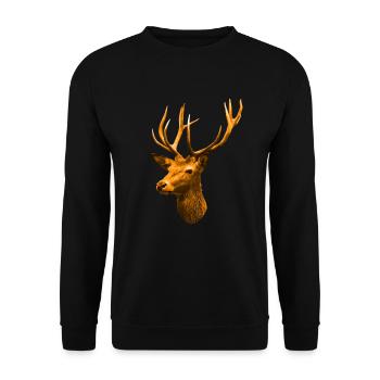 golden deer head - Unisex Sweatshirt - black - Front - Alina (178cm) & Michal (187cm)