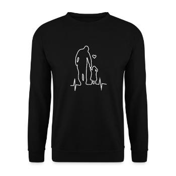 Vater Tochter Herzschlag - Unisex Pullover - Schwarz - Vorne - Alina (178cm) & Michal (187cm)