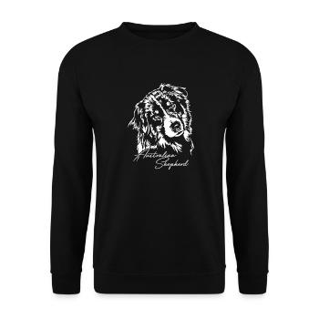 AUSTRALIAN SHEPHERD Aussie Dogs Portrait Wilsigns - Unisex Sweatshirt - black - Front - Alina (178cm) & Michal (187cm)