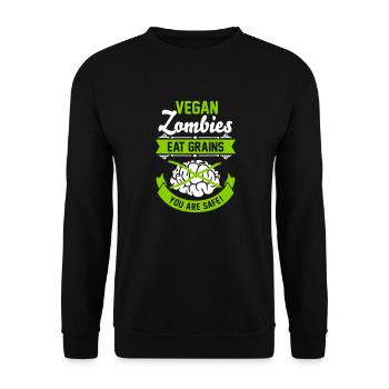 Vegan Zombies eat Grains you are safe! Veggie - Unisex Pullover - Schwarz - Vorne - Alina (178cm) & Michal (187cm)