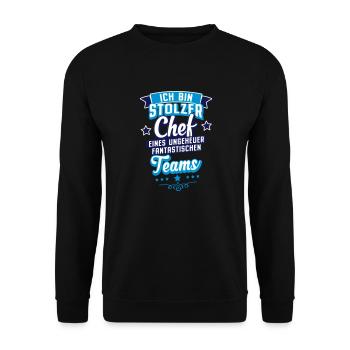 Chef T Shirt stolzer Chef eines fantastischen Team - Unisex Pullover - Schwarz - Vorne - Alina (178cm) & Michal (187cm)